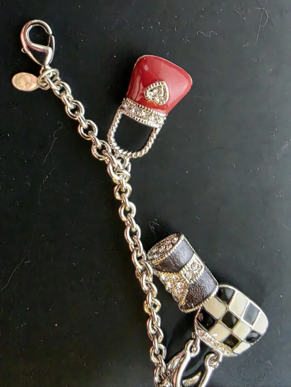 Kids Charm Bracelet with Red, Black, Blue & Yellow Bag Charms